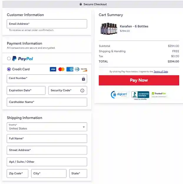 Kerafen Order Page